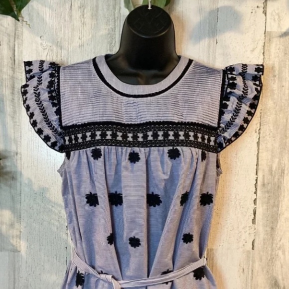 ZARA EMBROIDERED FLORAL MIDI STRIPED DRESS - Picture 3 of 6